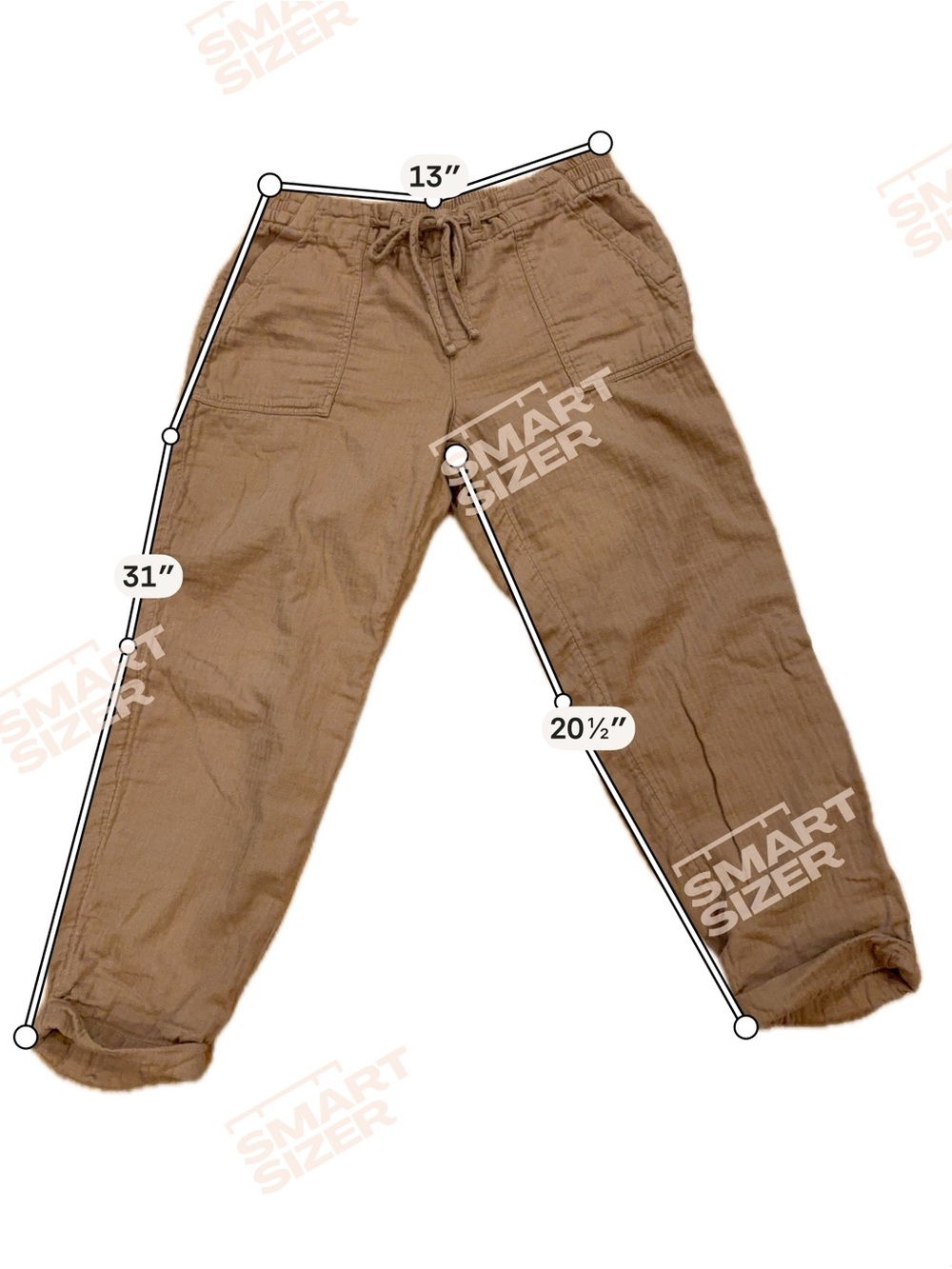 Linen Cropped Drawstring Pants Brand New - Picture 2 of 6